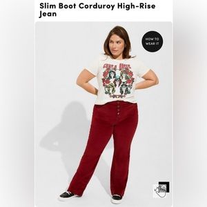NWT Torrid Slim Bootcut Corduroy High-Rise Jean Size 24